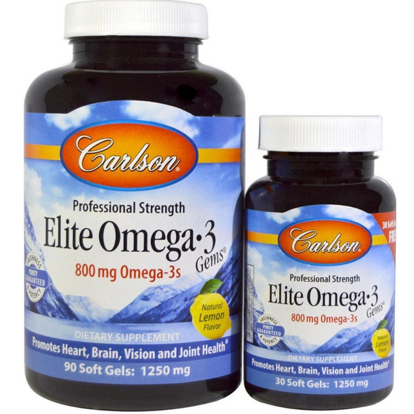  Carlson Elite Omega 3 1250mg 120 Gels (90+30 Free) 
