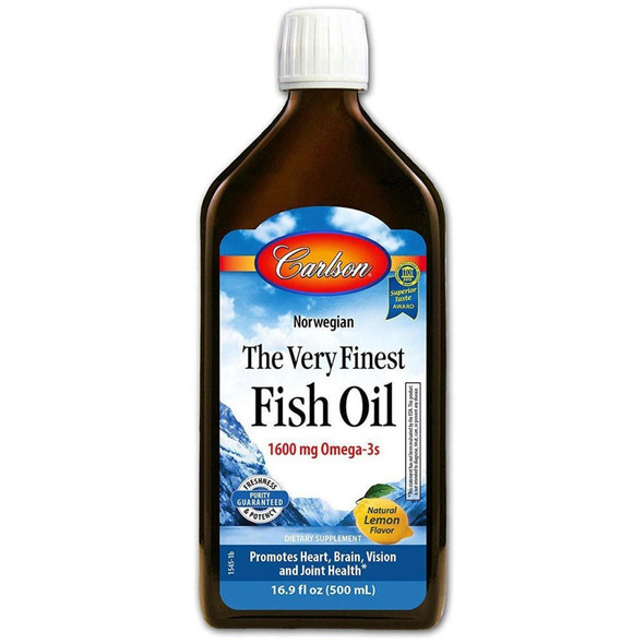  Carlson Finest Fish Oil Liquid Omega 3 Lemon Flavor 500mL 