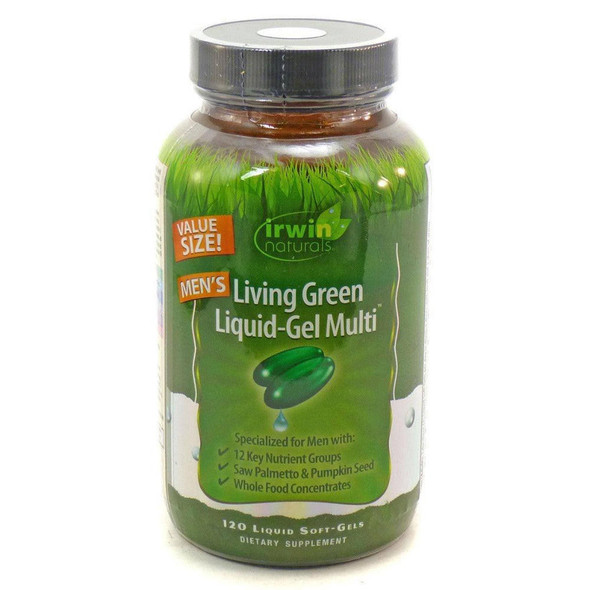  Irwin Naturals Men's Living Green Liquid-Gel Multi 120 Gels 