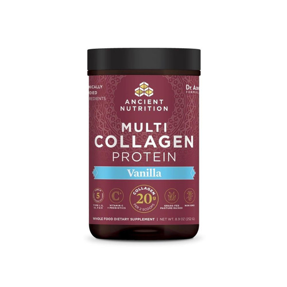 Ancient Nutrition Dr. Axe Multi Collagen Protein 24 Servings Vanilla 