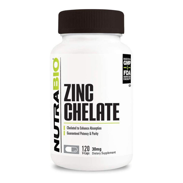  NutraBio Zinc Chelate 30mg 120 Capsules 