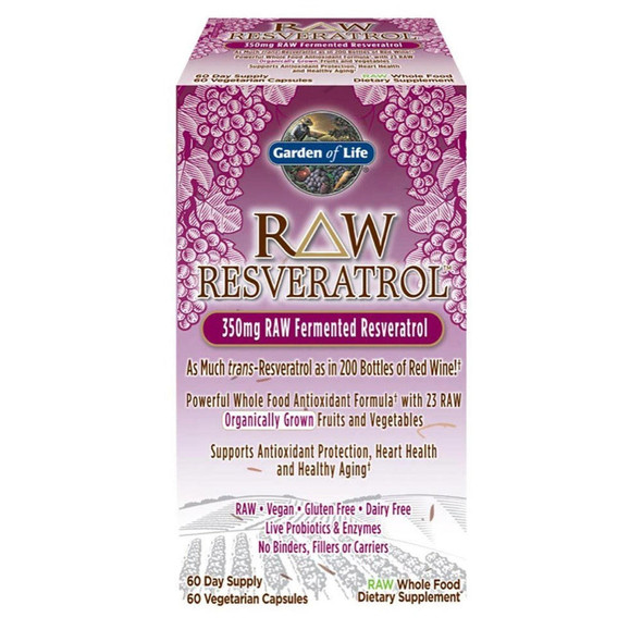  Garden of Life Raw Resveratrol 350mg 60 Vege Capsules 