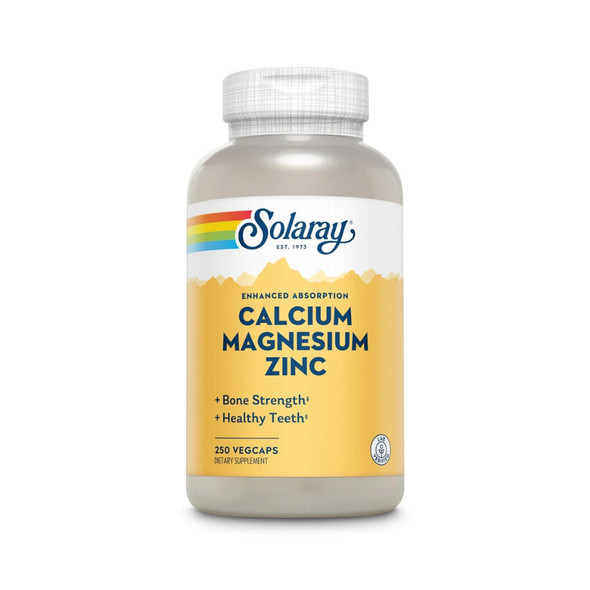  Solaray Calcium, Magnesium, Zinc 1000/500/25 250 Caps 