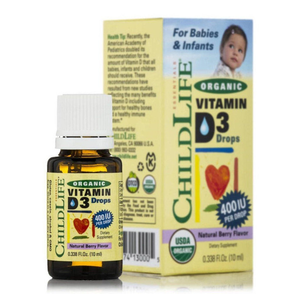  ChildLife Organic Vitamin D-3 Drops Natural Berry 10ml 